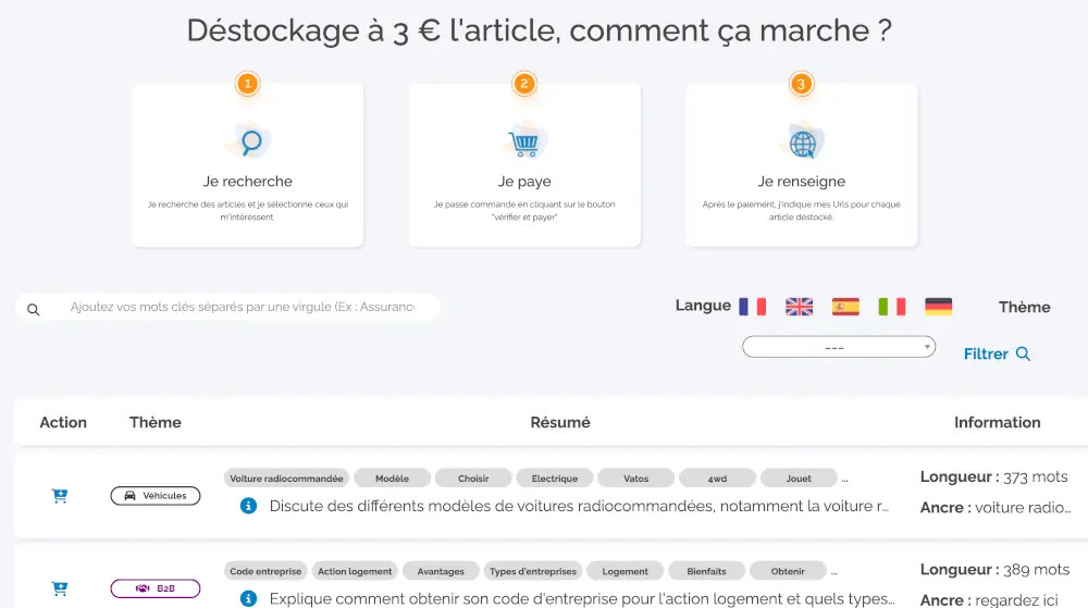 Option déstockage et extension Chrome dédiée