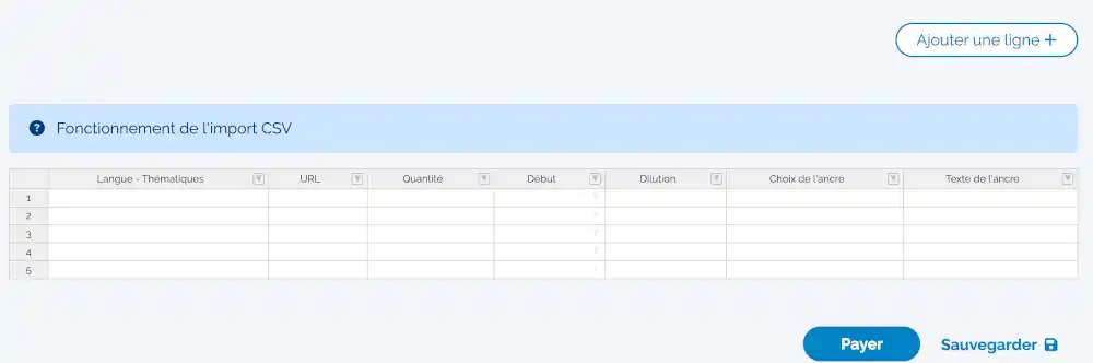 Gestion massive via l'import par tableur