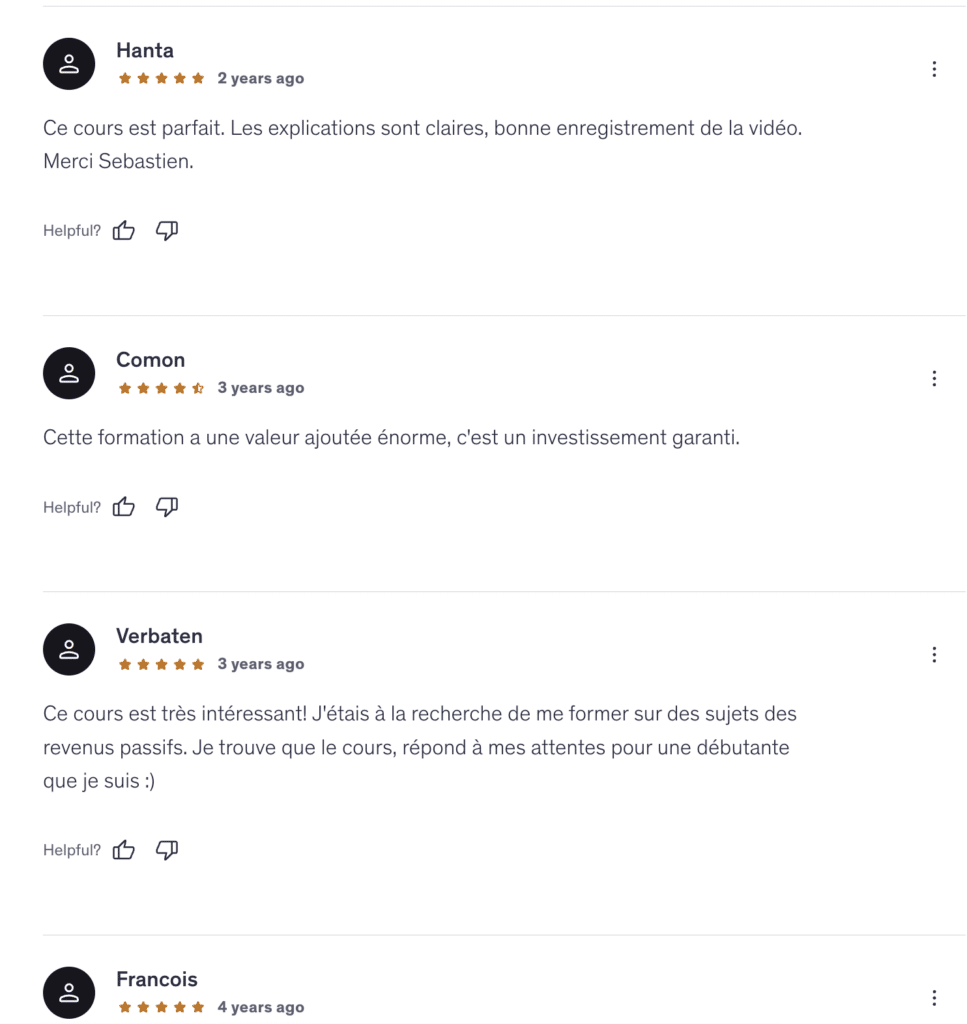 Lire les avis récents des étudiants