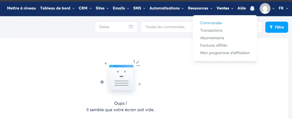 systeme.io tableau de bord