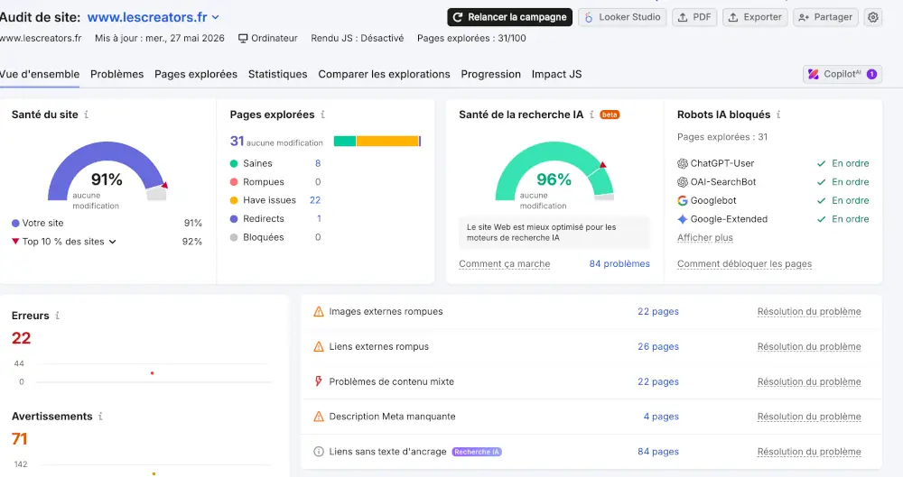 audit site semrush