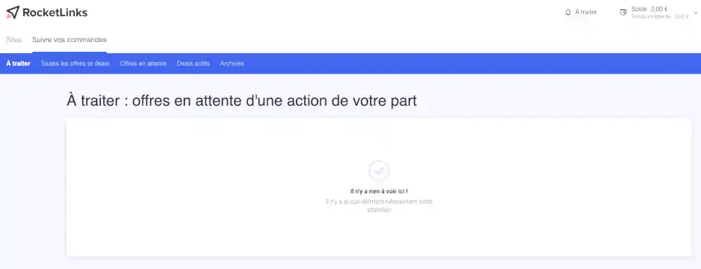 Espace éditeur sur Rocketlinks