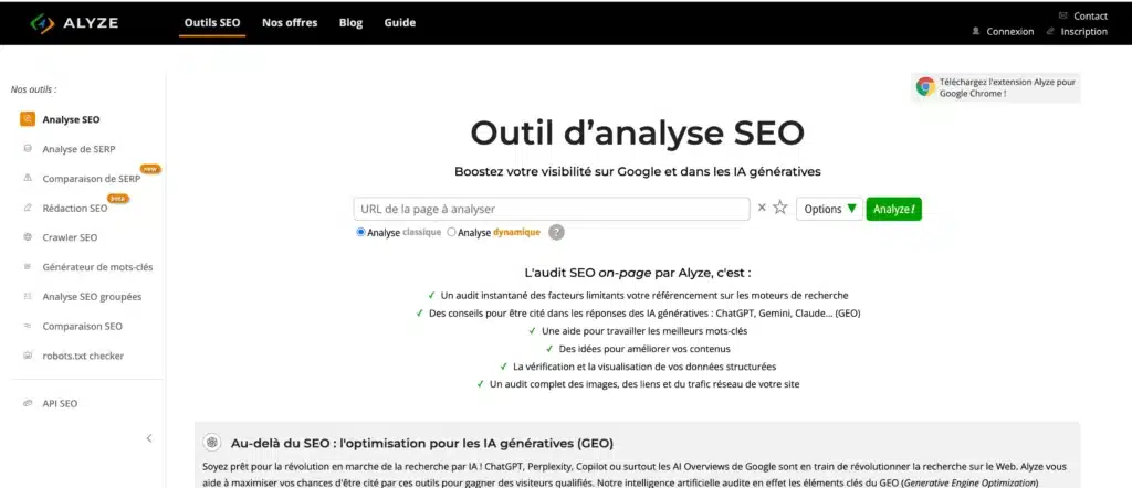 8. Alyze - analyse on-page gratuite