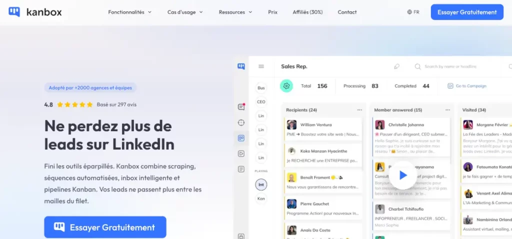Kanbox : la gestion visuelle de tes prospects par IA
