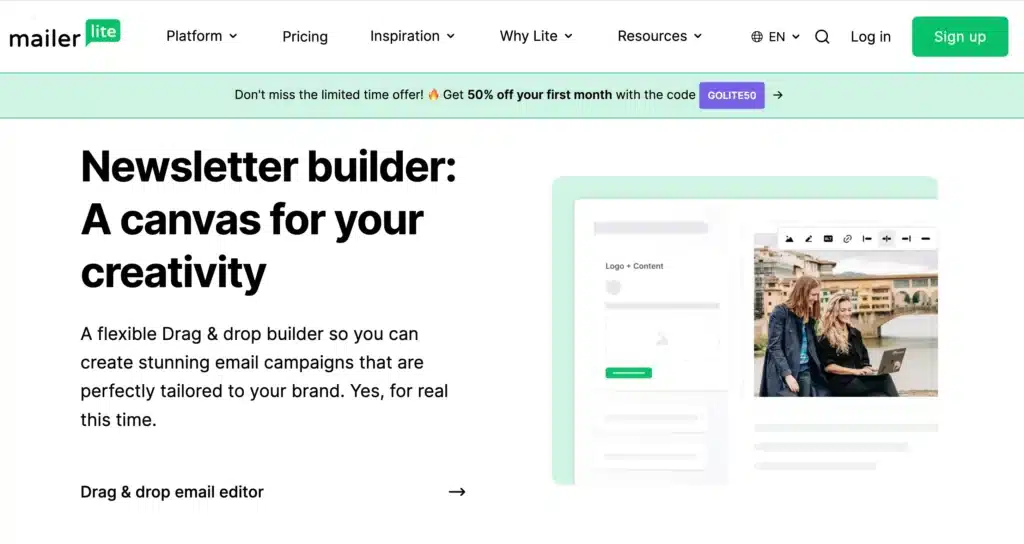 2. Mailerlite - Le meilleur pour débuter