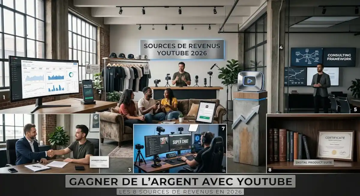 Gagner de l'argent avec YouTube : les 8 sources de revenus en 2026