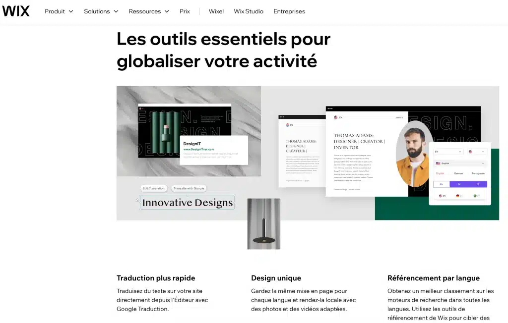 Multilingue : Wix